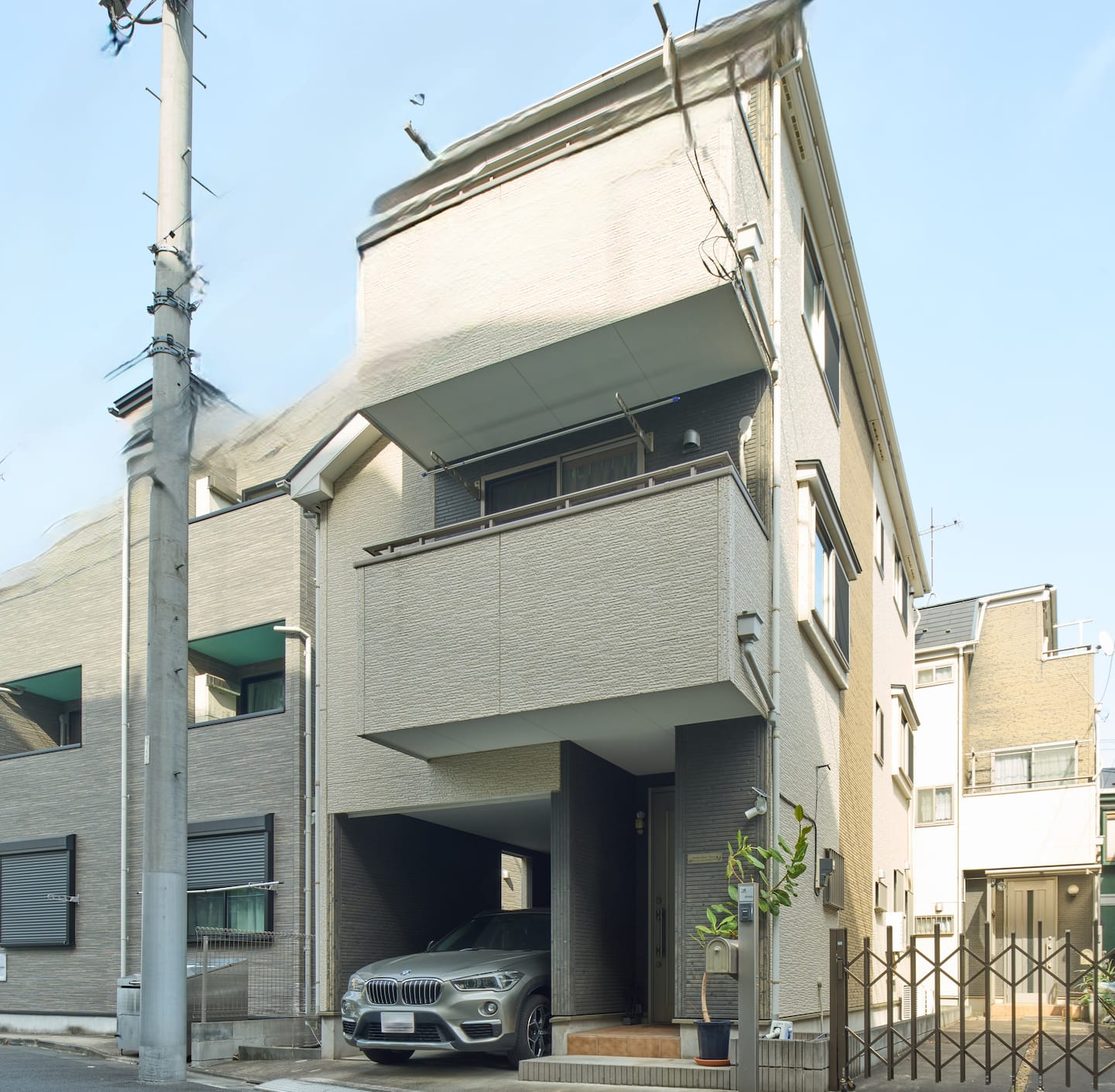 The house seen from the street